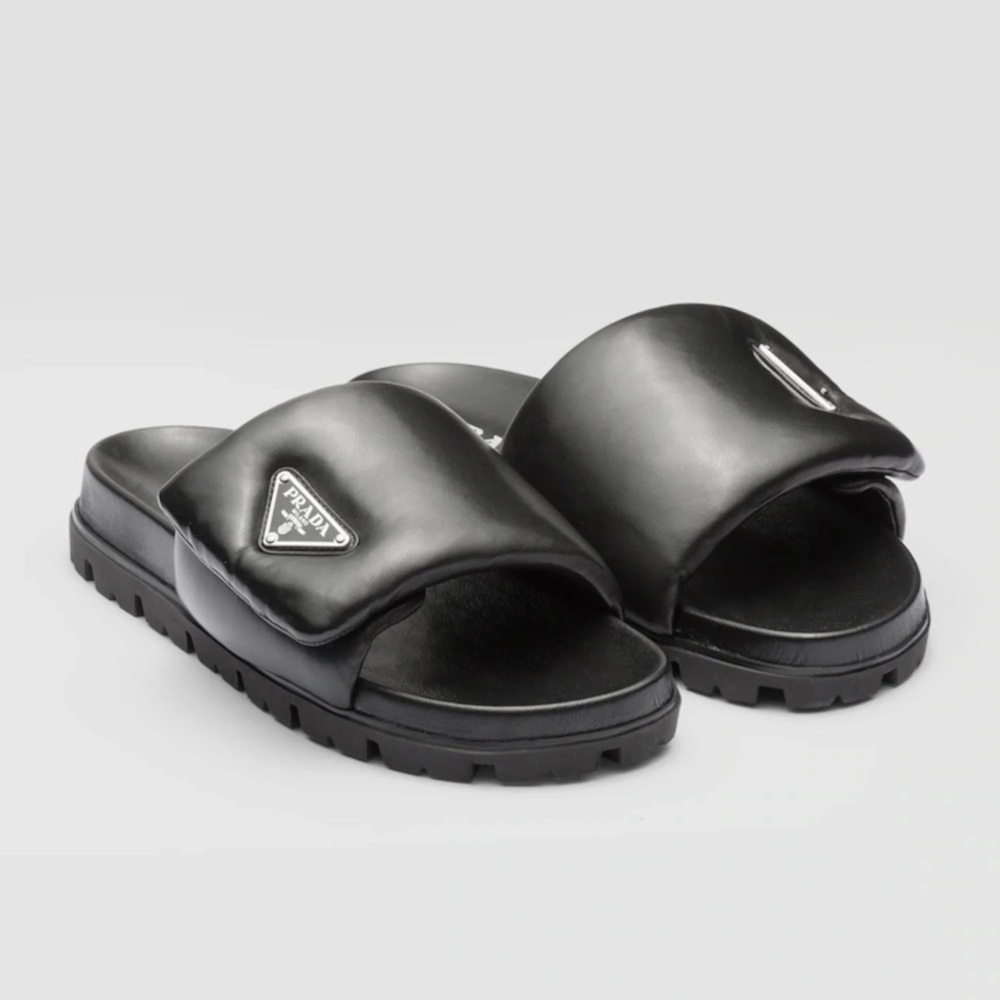 Prada padded Napa leather slides